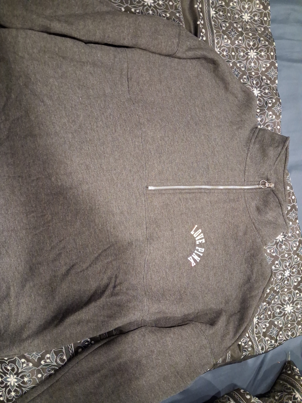 PINK Victoria's Secret Charcoal Gray Half-Zip Pullover